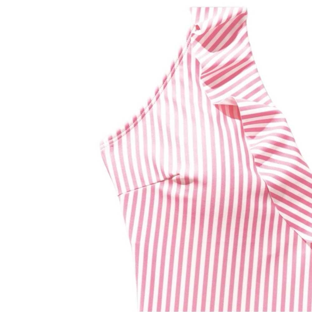 Mod Striped Ruffle Hem One Piece - Picture 3 of 4